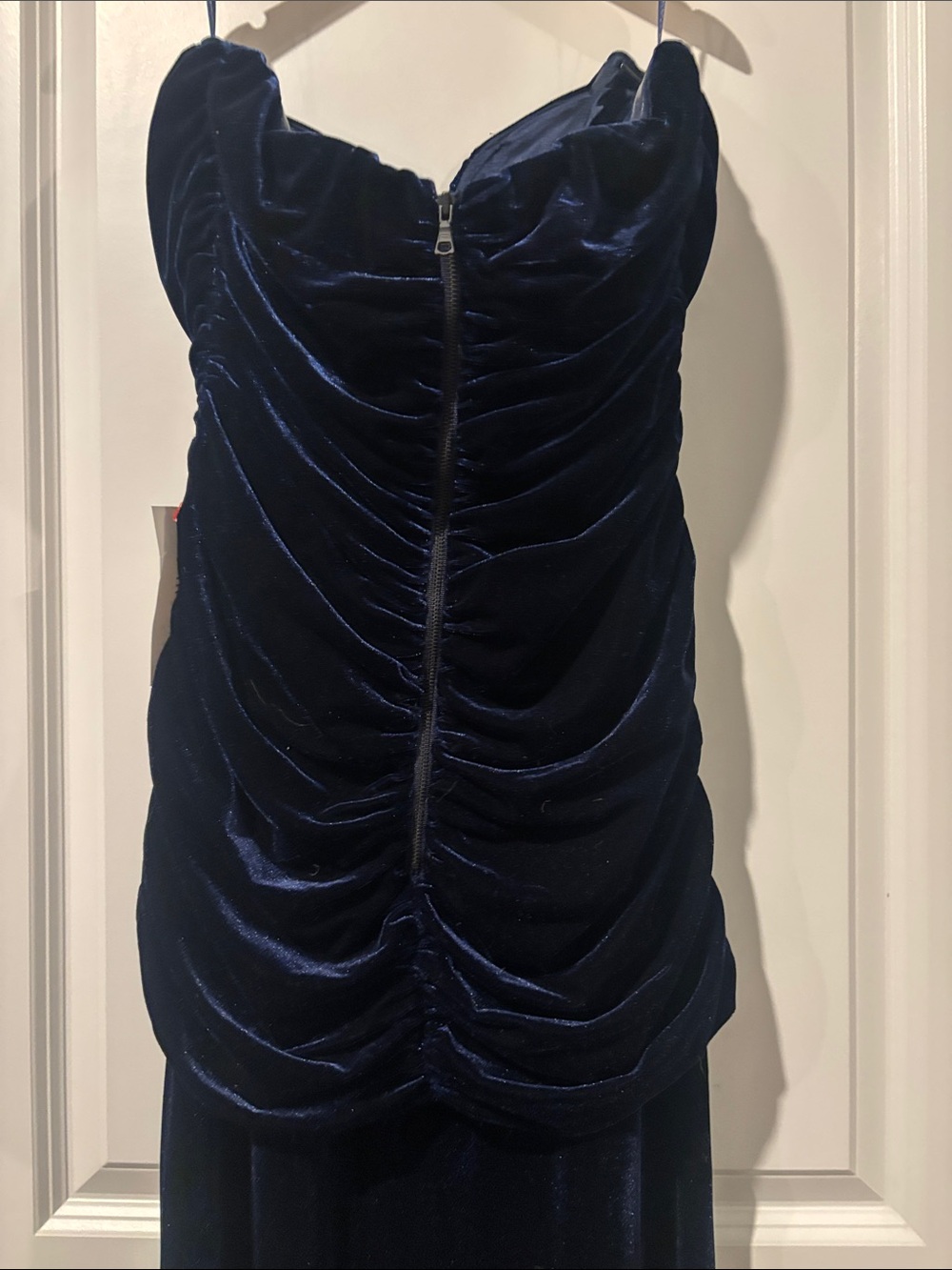 Bardot Elvira Velvet Strapless Navy Gown - Picture 9 of 11